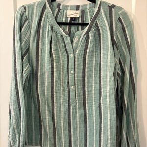 Universal Thread Teal and Gray Striped Blouse